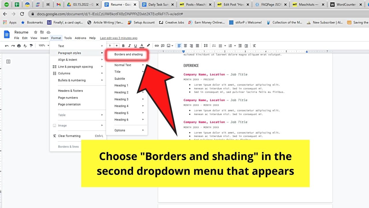 How to Make a Horizontal Line in Google Docs by Adding Horizontal Paragraph Borders Step 3