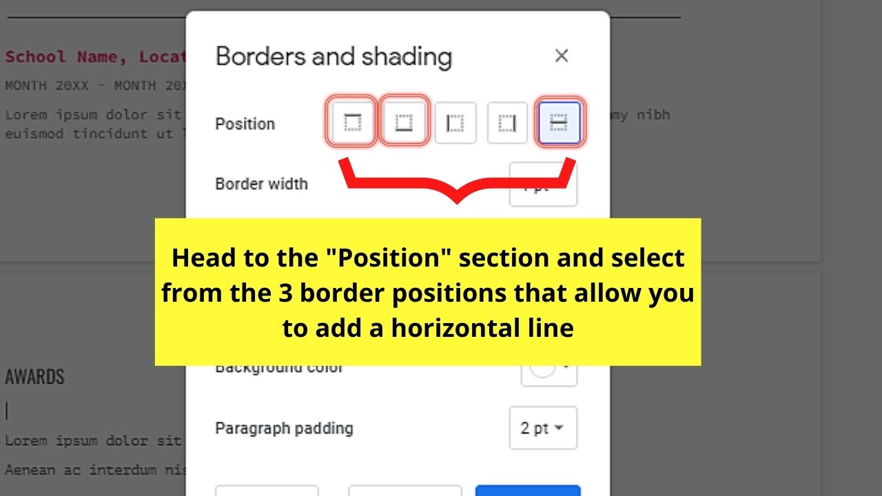 How to Make a Horizontal Line in Google Docs by Adding Horizontal Paragraph Borders Step 4
