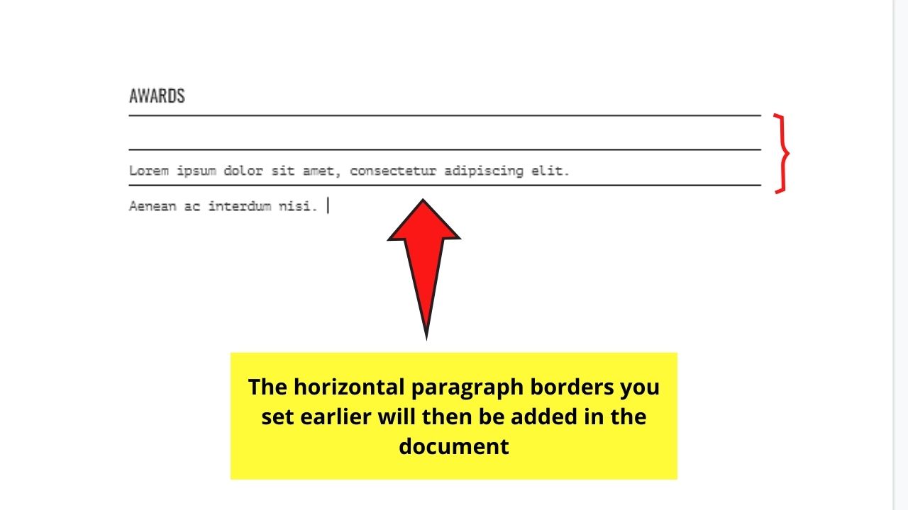 How to Make a Horizontal Line in Google Docs by Adding Horizontal Paragraph Borders Step 6.2
