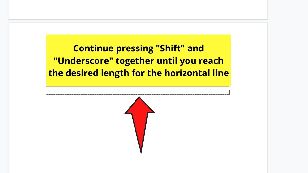 How to Make a Horizontal Line in Google Docs by Pressing Shift + _ Keyboard Shortcut Step 2.2