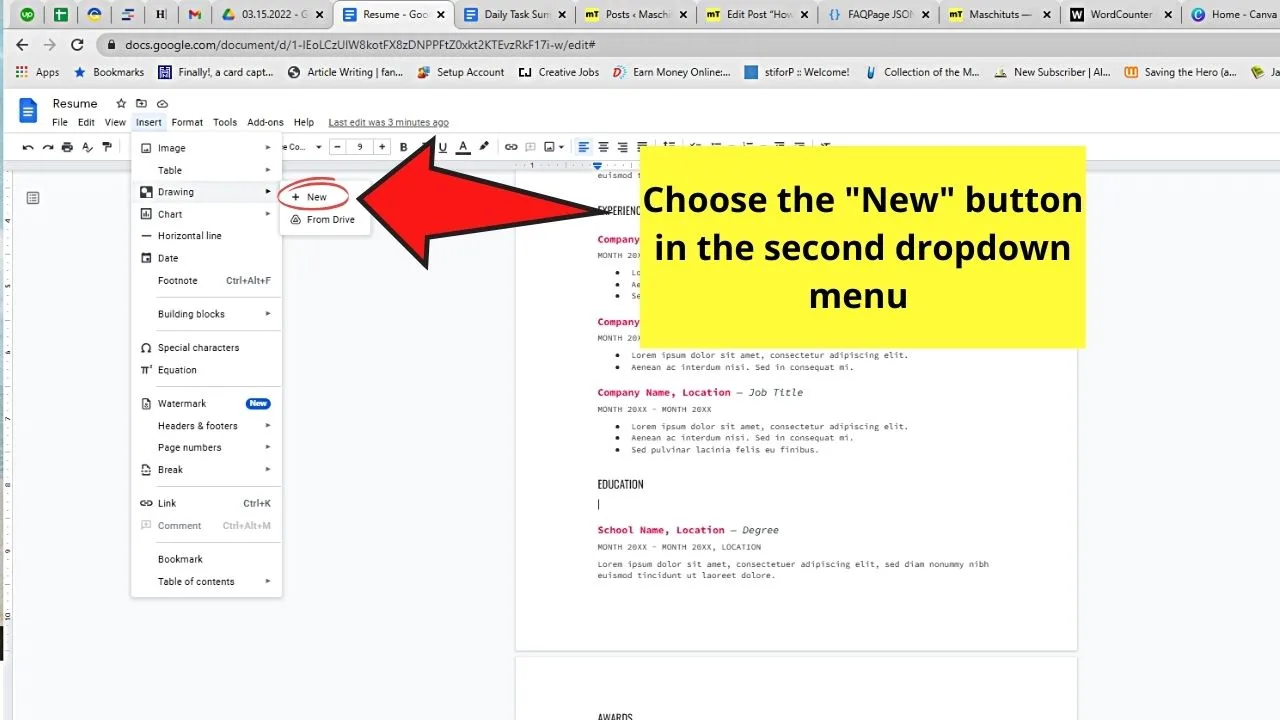 How to Make a Horizontal Line in Google Docs through the Drawing Tool Step 3