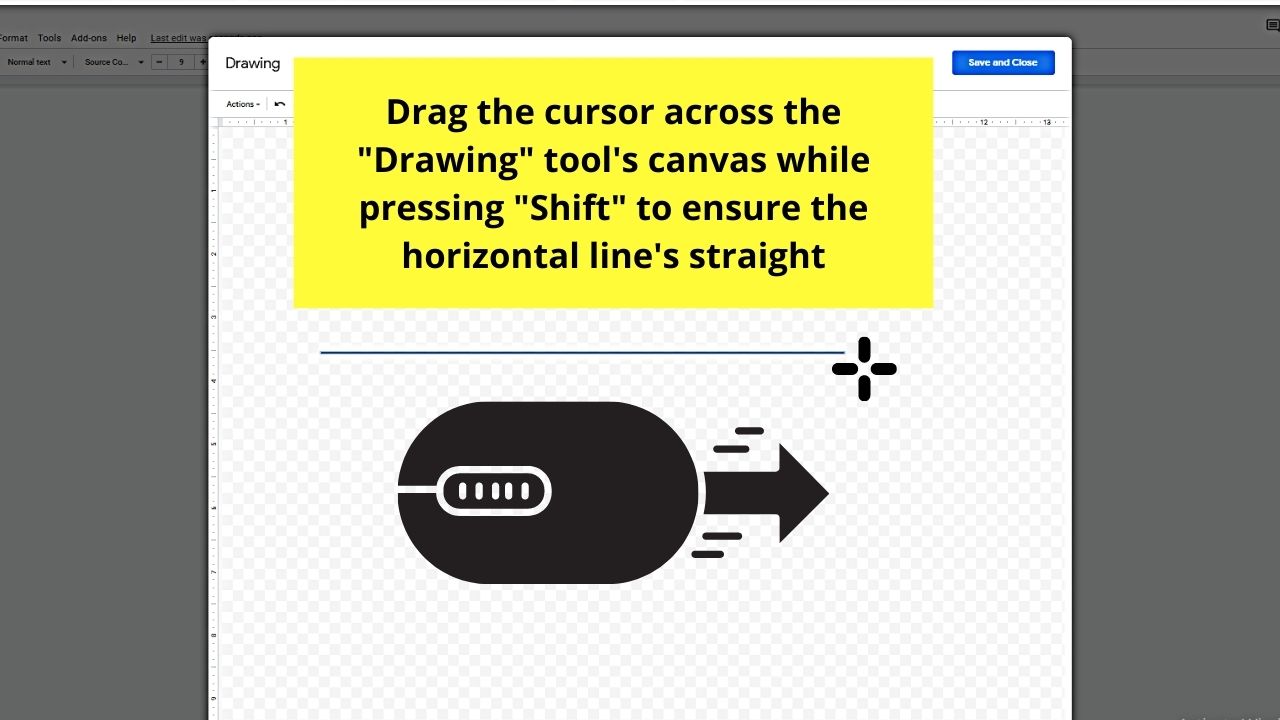 How to Make a Horizontal Line in Google Docs through the Drawing Tool Step 6