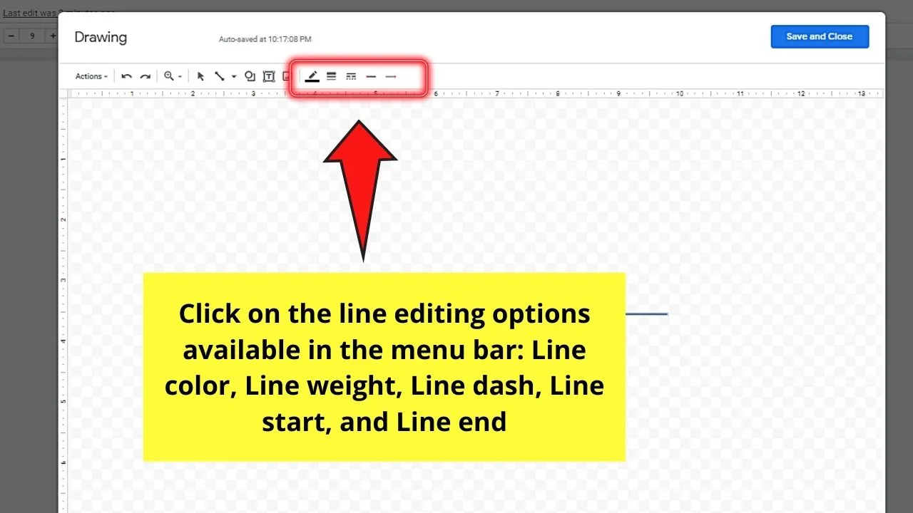How to Make a Horizontal Line in Google Docs through the Drawing Tool Step 7