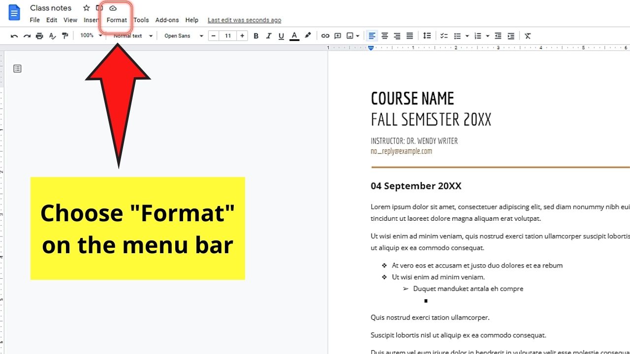 How to Make a Sub Bullet in Google Docs by Creating a Multilevel List Step 3