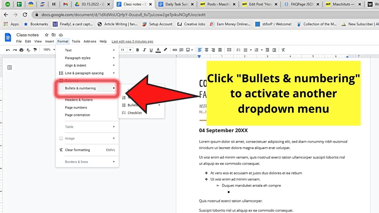 How to Make a Sub Bullet in Google Docs by Creating a Multilevel List Step 4