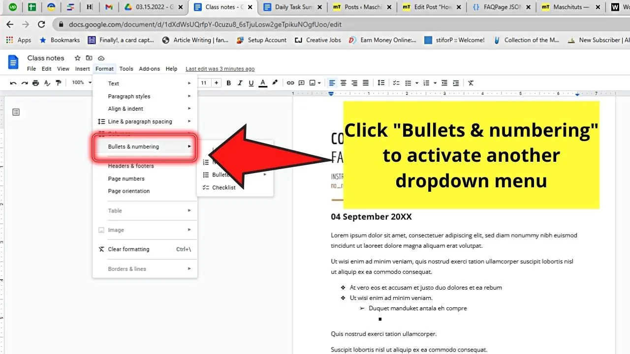 How to Make a Sub Bullet in Google Docs by Creating a Multilevel List Step 4