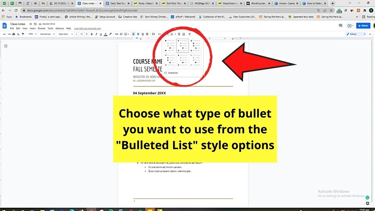 How to Make a Sub Bullet in Google Docs by Pressing Enter and Tab Step 3.2