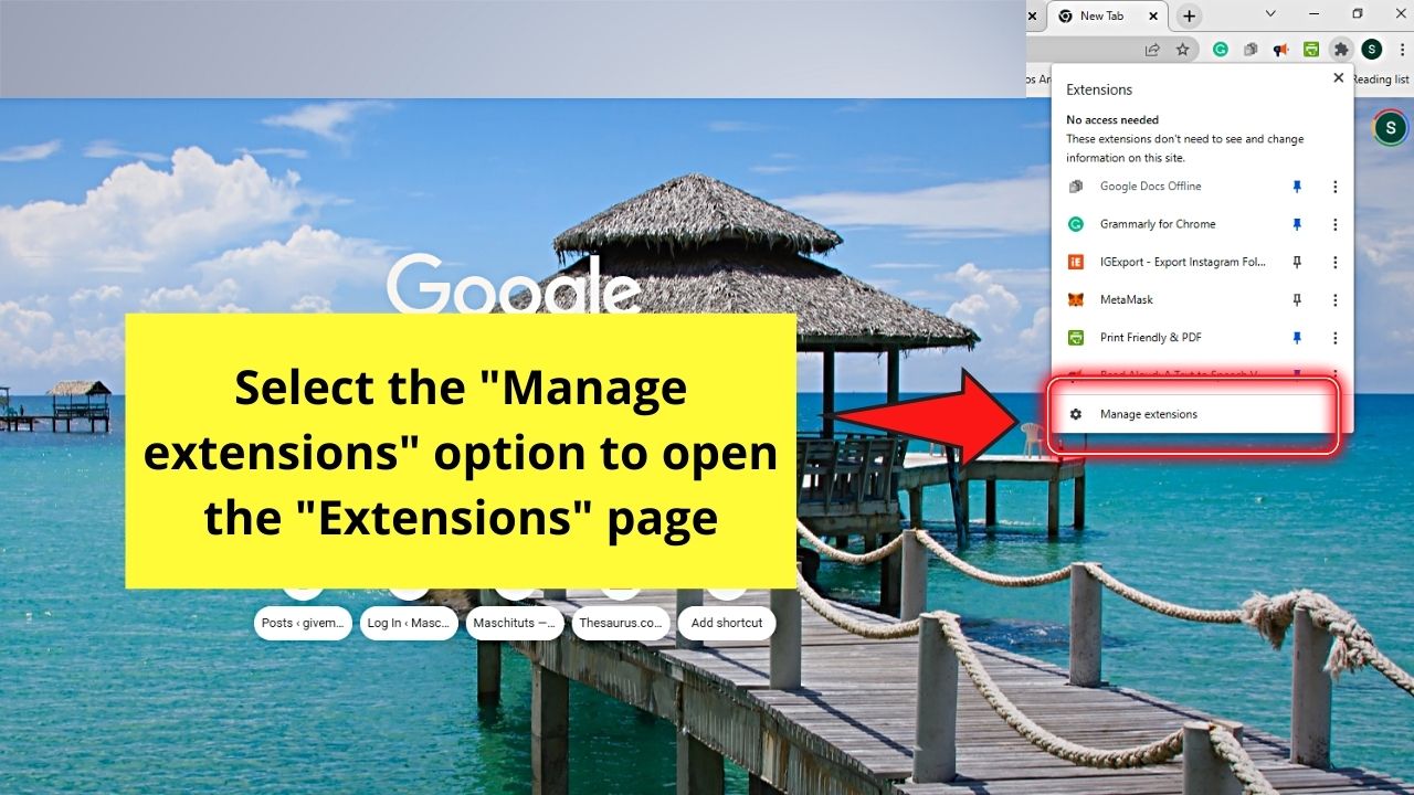 How to Open Extensions in Chrome from the Browser through the Extensions Icon Step 5