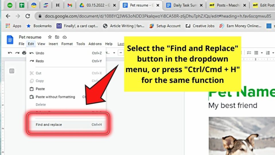 How To Replace A Word In Google Docs Full Guide   How To Replace A Word In Google Docs Through The Edit Tab Step 2 960x540 