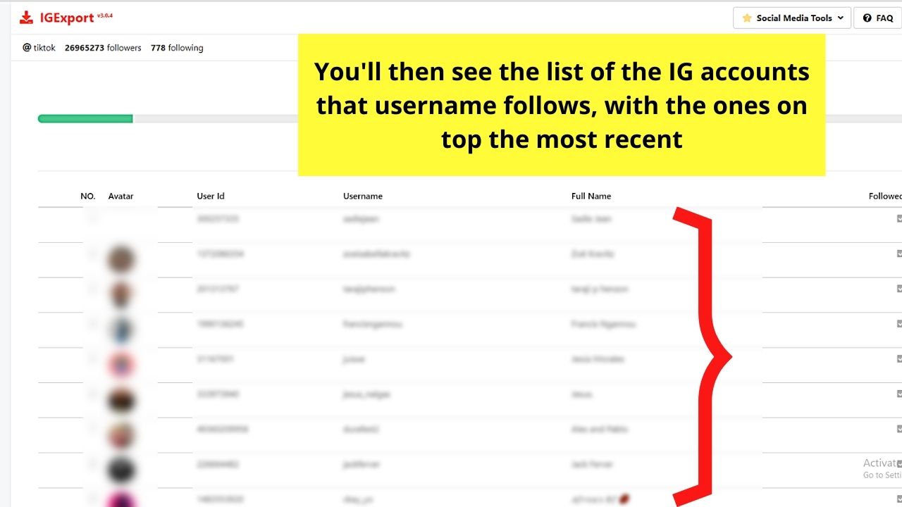 How to See Who Someone Recently Followed on Instagram Using IGExport Step 11.2