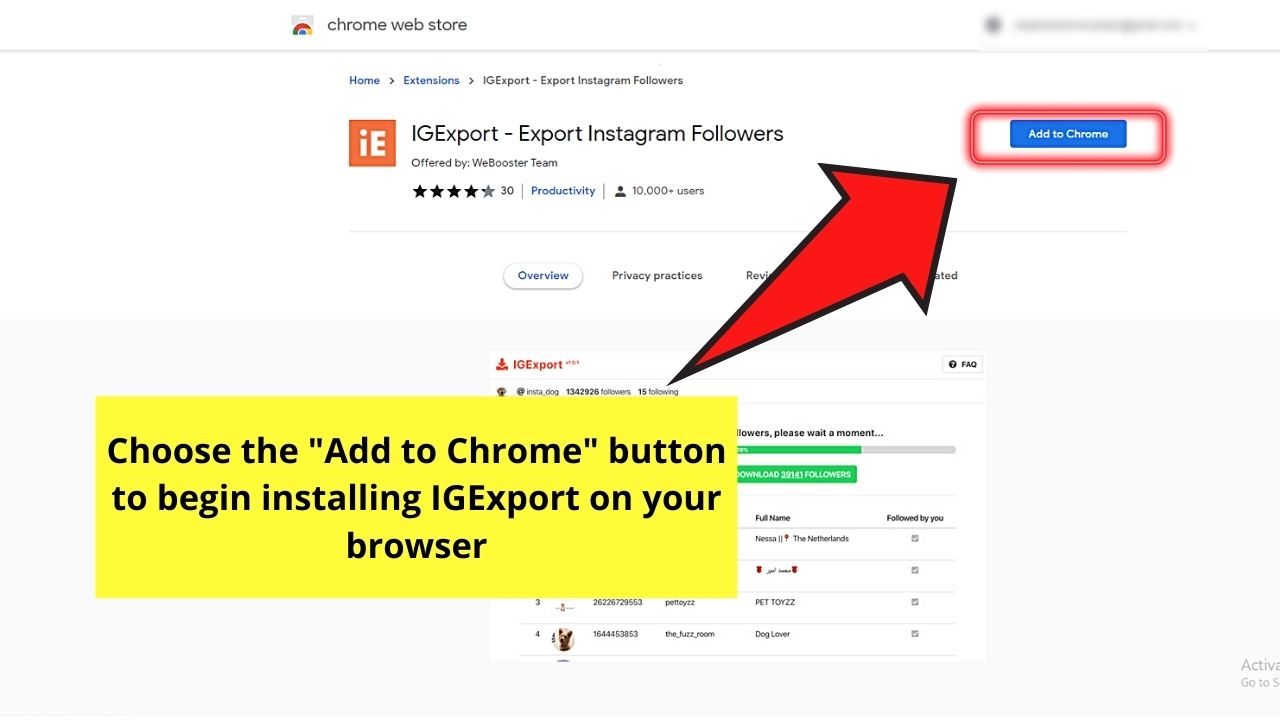 How to See Who Someone Recently Followed on Instagram Using IGExport Step 3