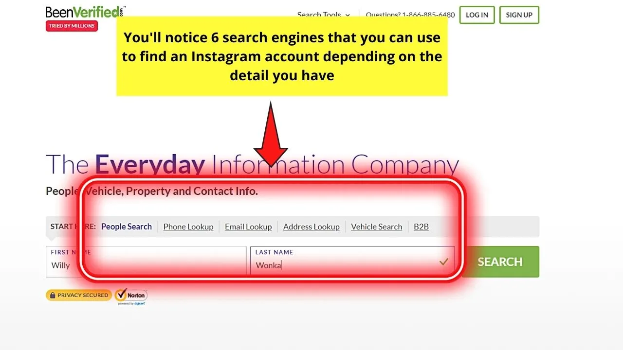 How to See if Someone Has Multiple Instagram Accounts on BeenVerified Step 2