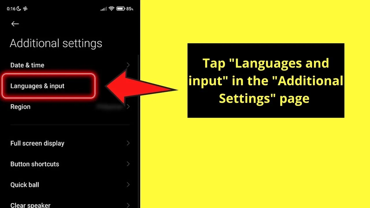 How to Turn Off Auto Caps on Android Through the Language and Inputs Settings Option Step 3