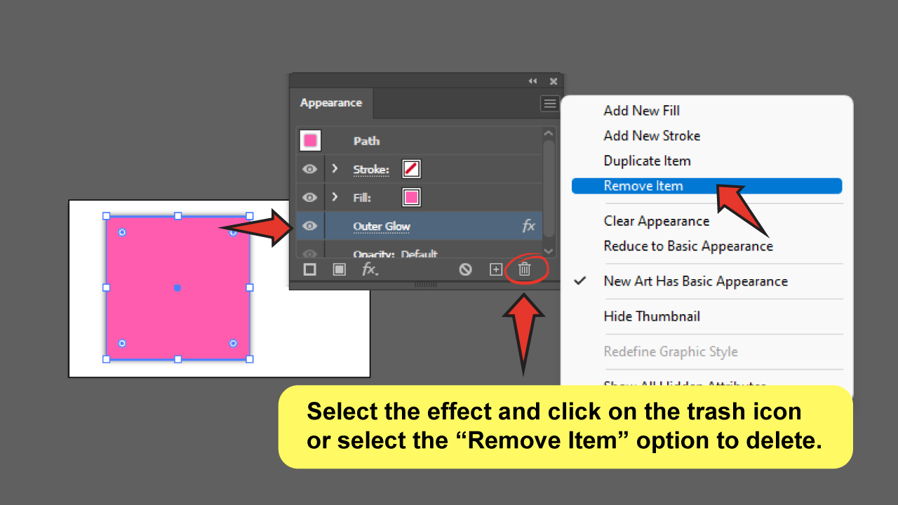 How to Remove an Effect in Illustrator Step 3a
