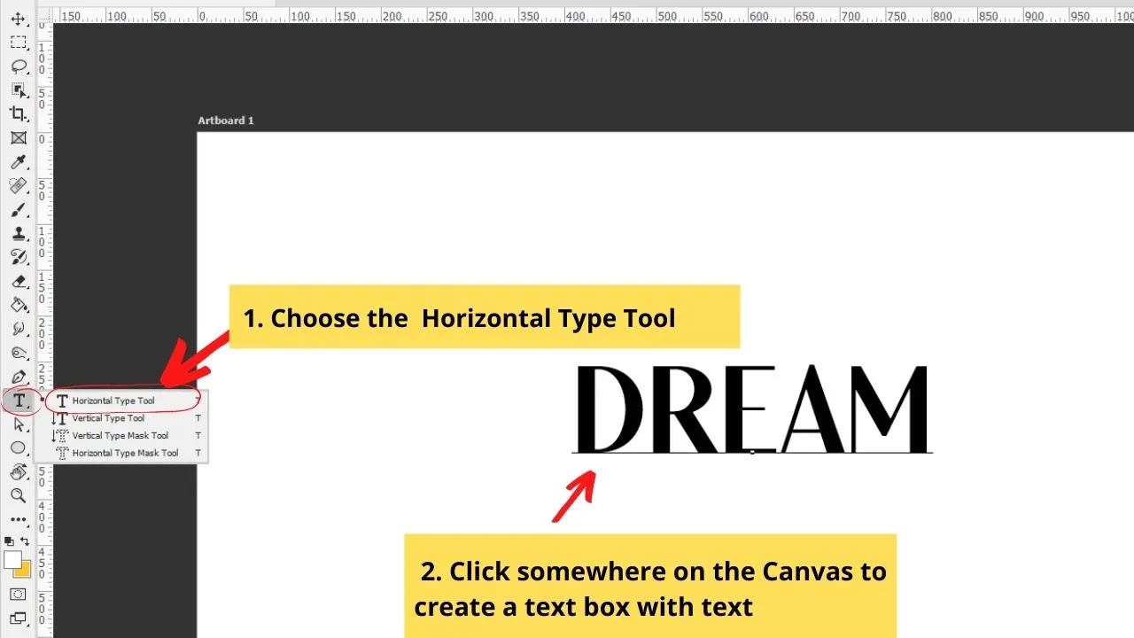 How to underline text in Photoshop Step 1