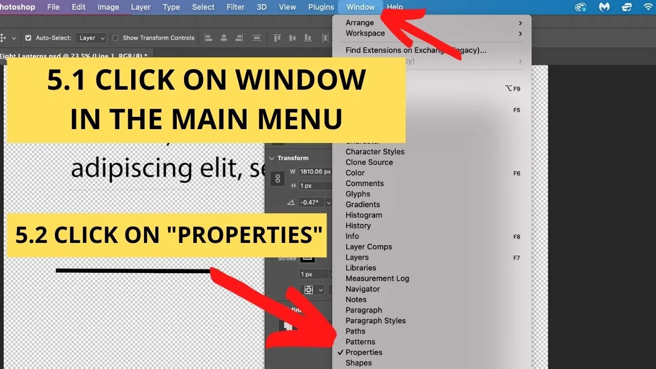How to underline text in Photoshop Using the Line Tool Step 5