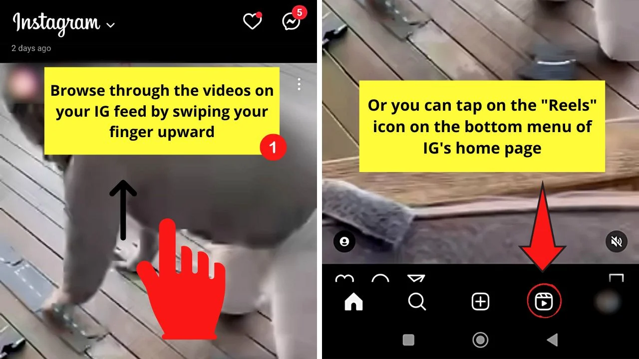 Pausing an Instagram Video on Android within the Mobile App Step 1