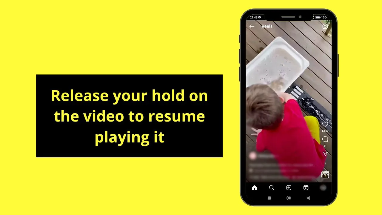 Pausing an Instagram Video on Android within the Mobile App Step 4