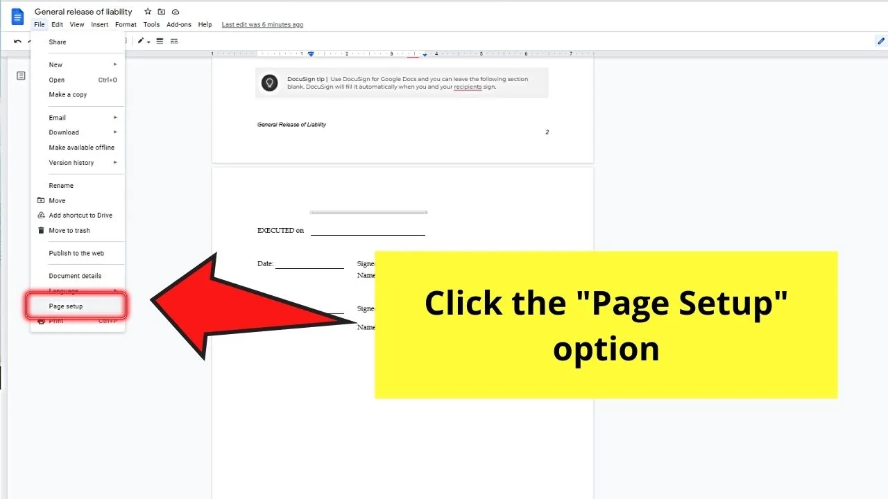 Removing a Page in Google Docs by Adjusting the Margins Step 2