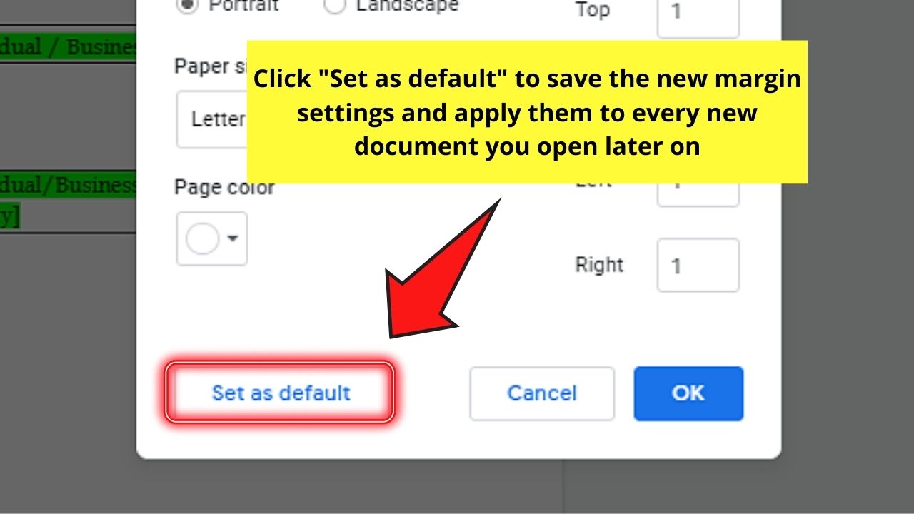 Removing a Page in Google Docs by Adjusting the Margins Step 4.1