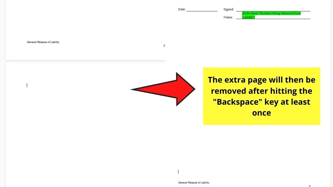 Removing a Page in Google Docs by Pressing Backspace Step 2.2