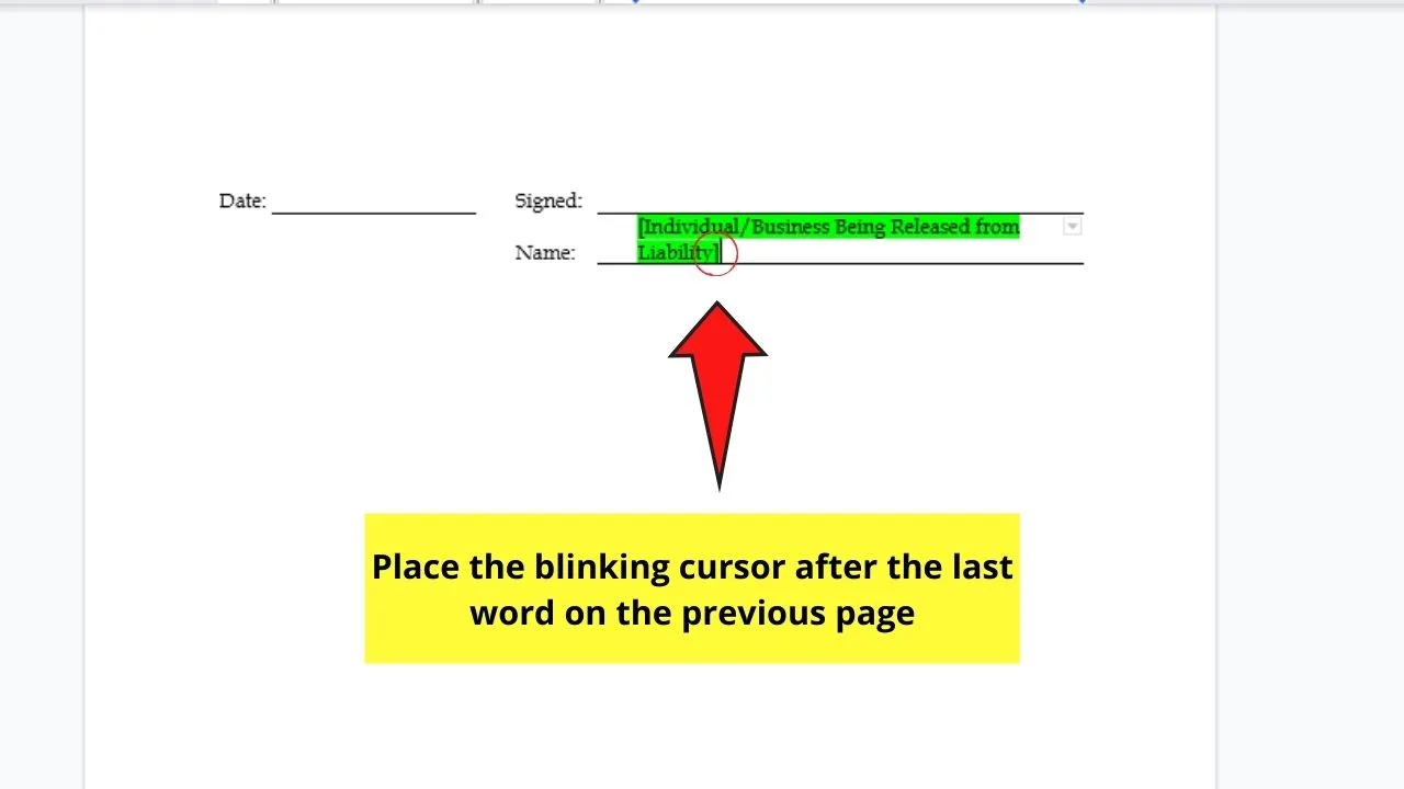 Removing a Page in Google Docs by Pressing Delete Step 2