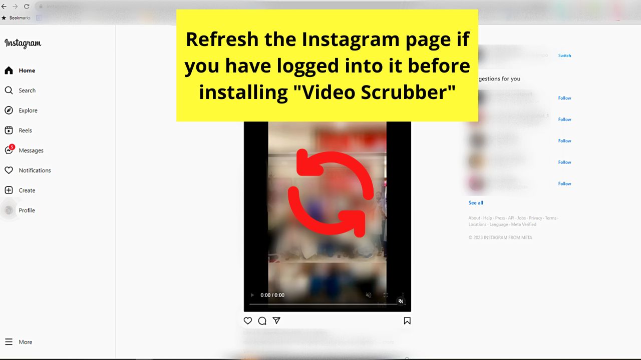 Rewinding an Instagram Video on Web Version Step 5