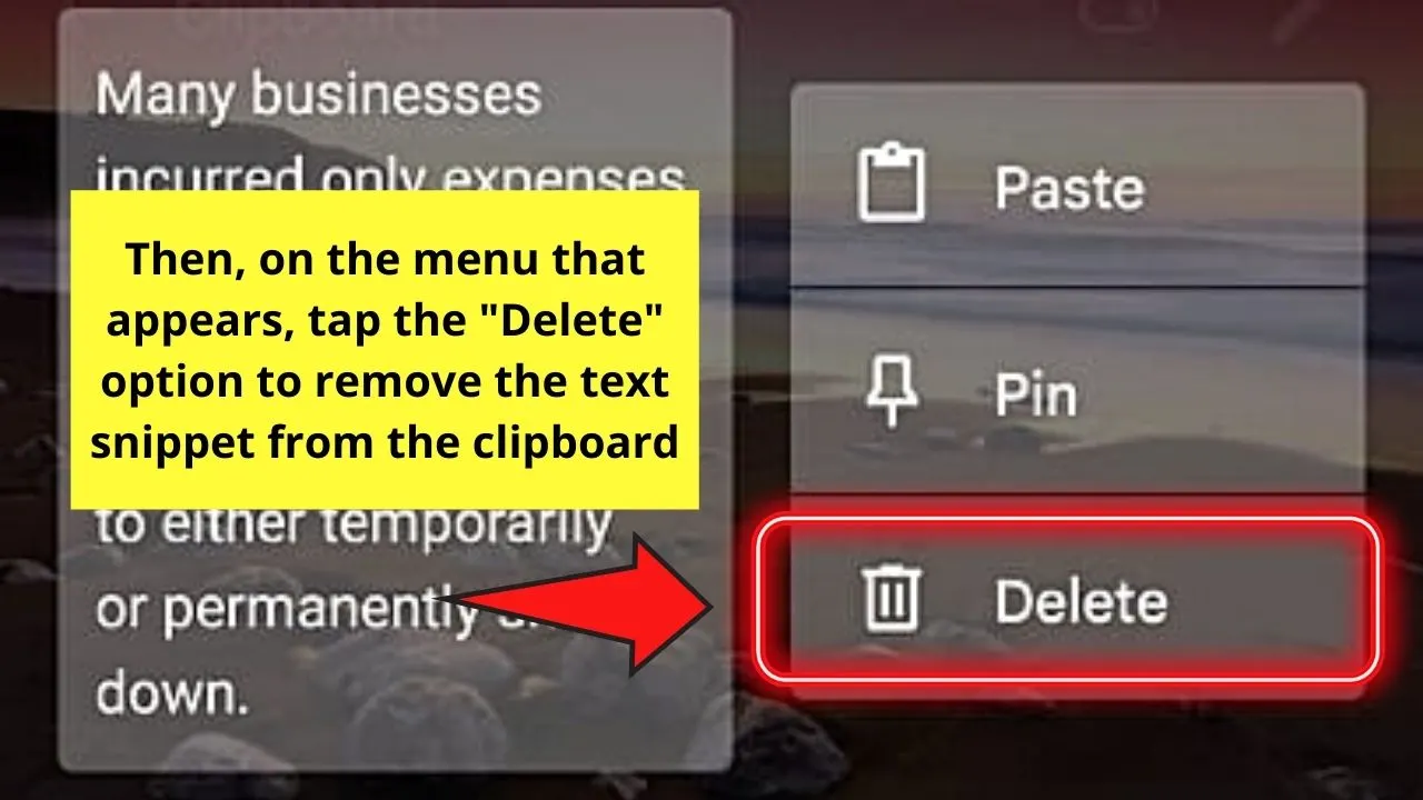 How to Clear the Clipboard on Android by Individually Deleting Text Items Step 5