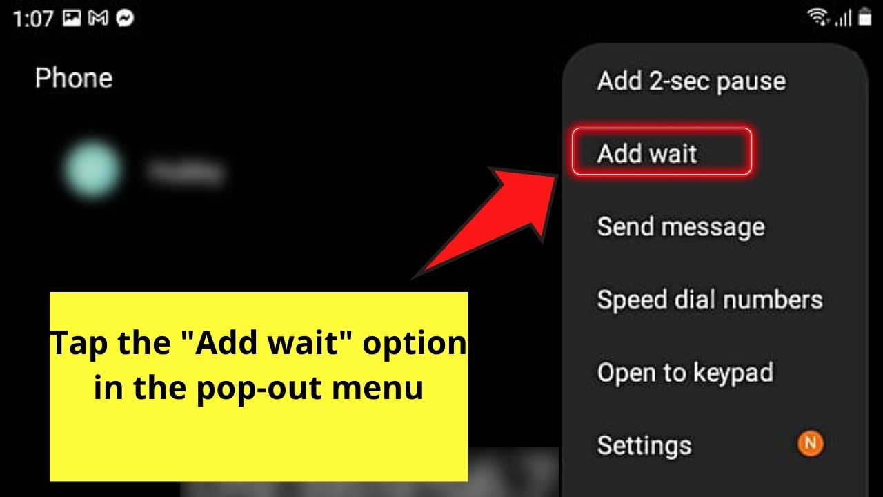 How to Dial an Extension on Android Using the Wait Method Step 4.2