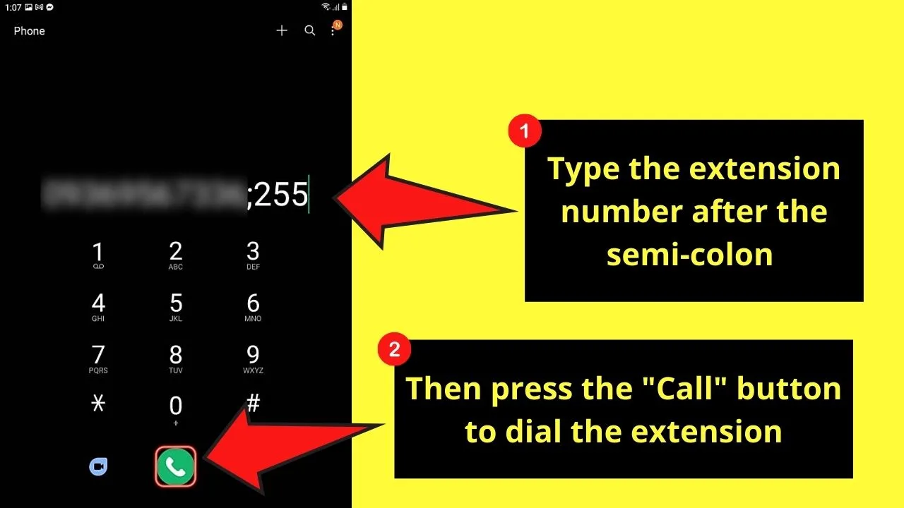How to Dial an Extension on Android Using the Wait Method Step 5