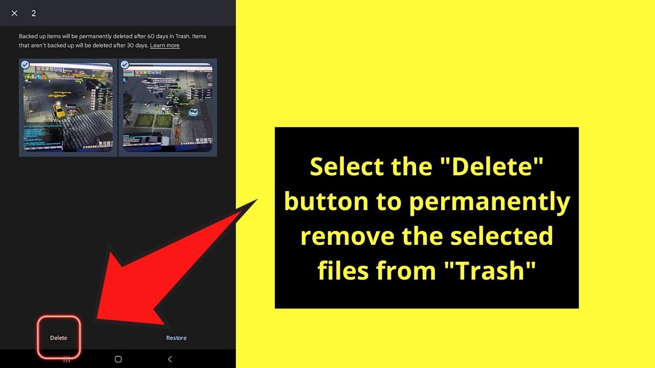 How to Empty Trash on Android by Deleting Photos on Google Photos Step 7