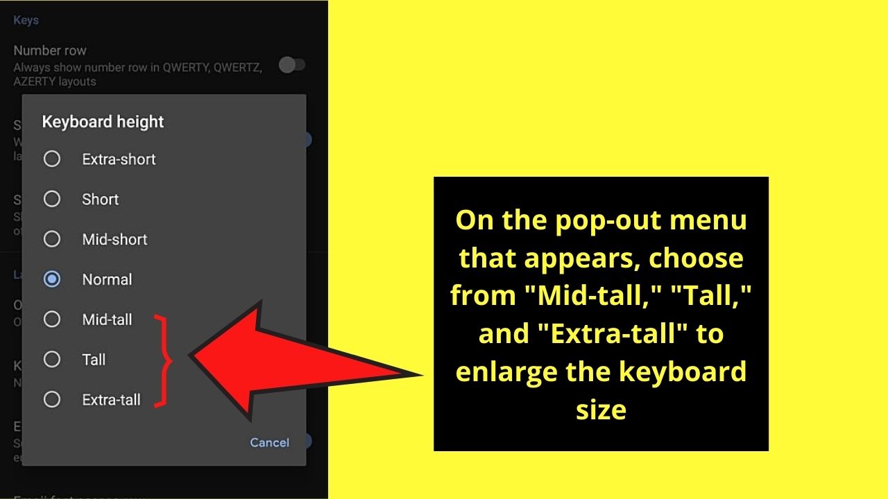How to Enlarge the Keyboard on Android by Pressing the Gear Icon Step 6.2