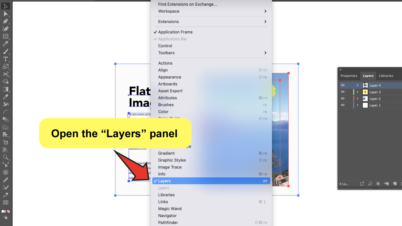 How to Flatten an Image in Illustrator Using the Layers Panel Step 1