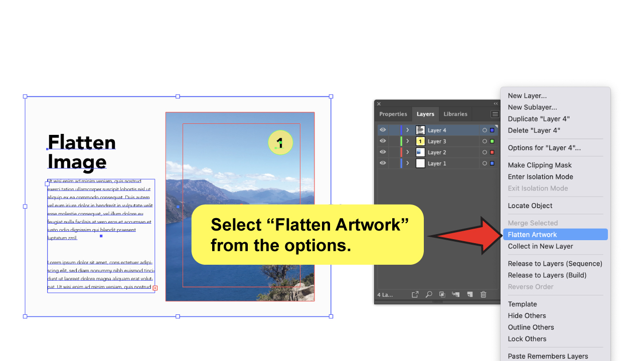 How to Flatten an Image in Illustrator Using the Layers Panel Step 2 A