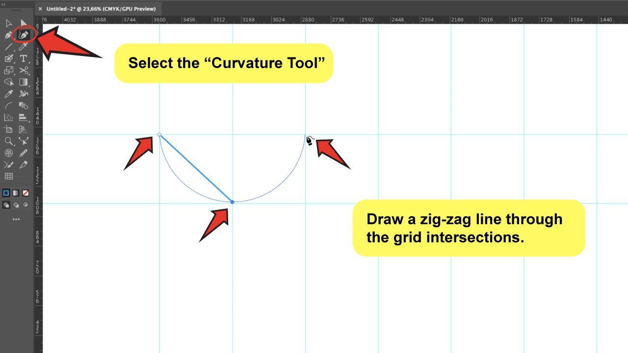 How to Make a Wavy Line in Illustrator Using the Curvature Tool Step 3 a