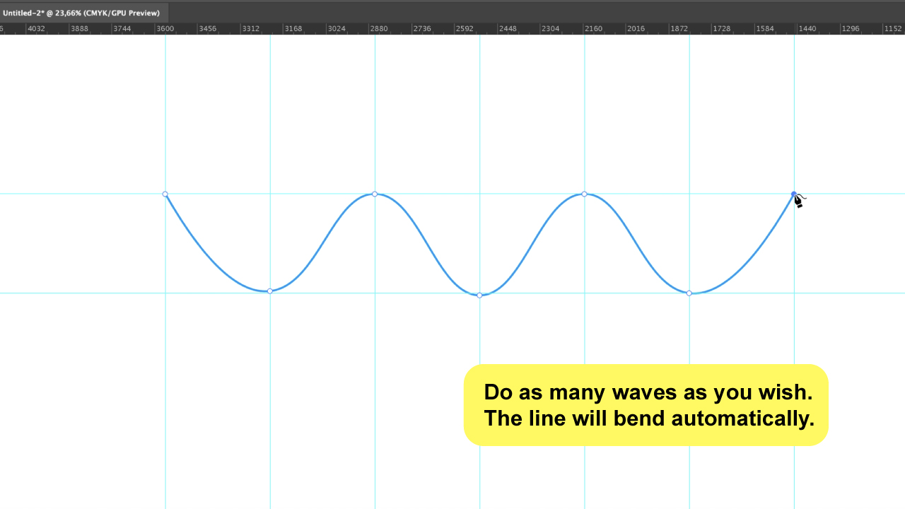 How to Make a Wavy Line in Illustrator Using the Curvature Tool Step 3 b
