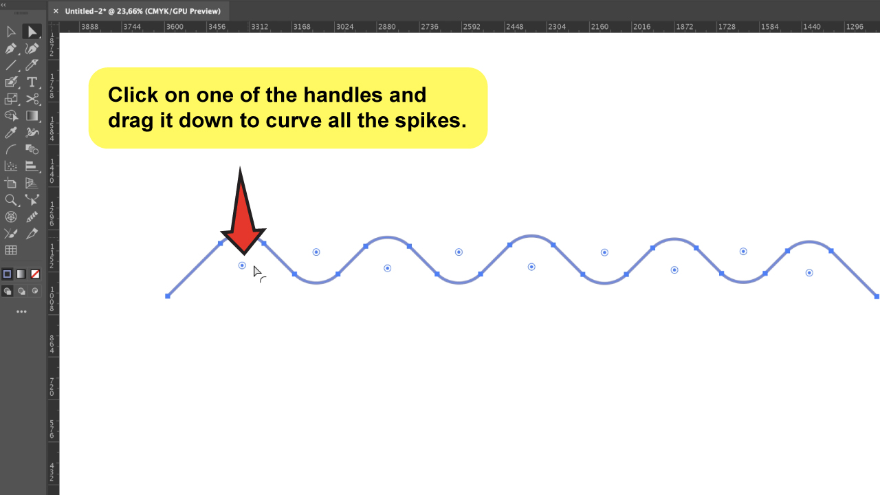 How to Make a Wavy Line in Illustrator Using the Live Corner Widgets Step 3 b