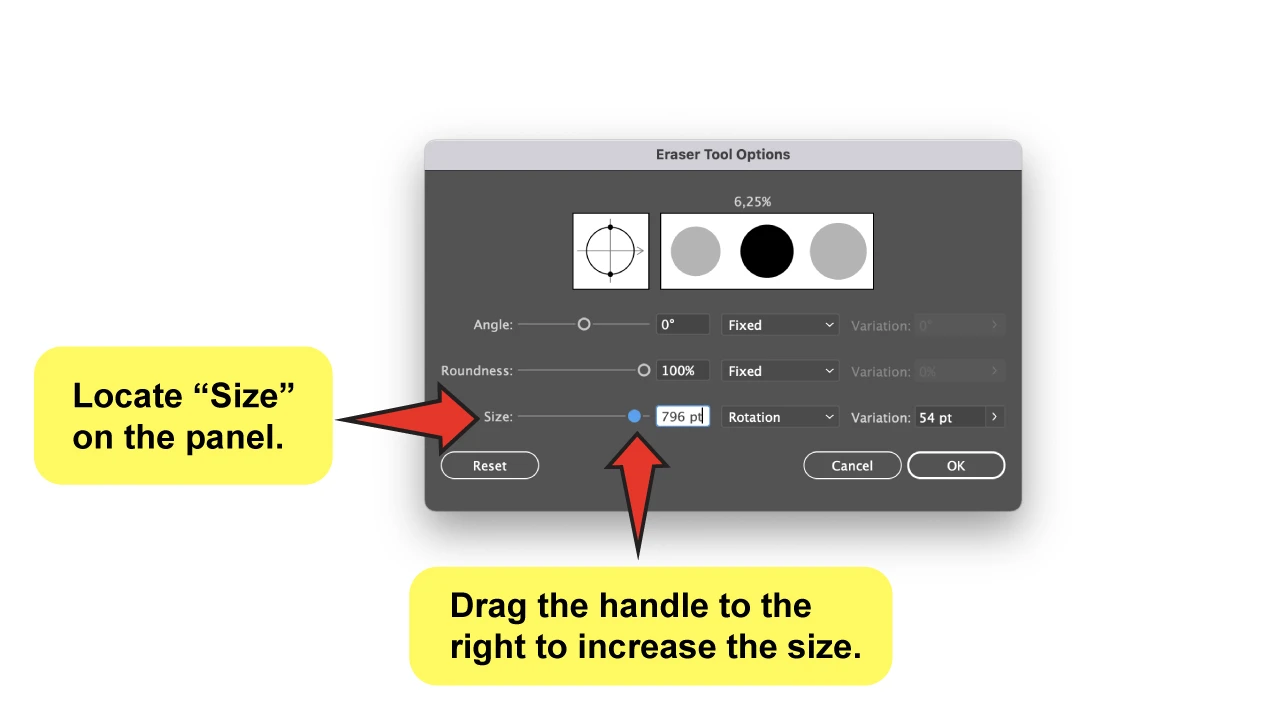 How to Make the Size of The Eraser Bigger in Illustrator Step 2