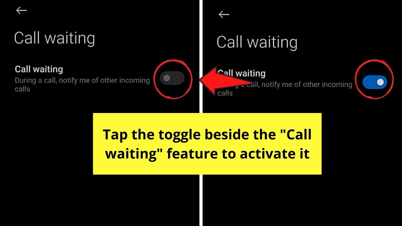 How to Put a Call on Hold on Android by Activating the Call Waiting feature Step 6