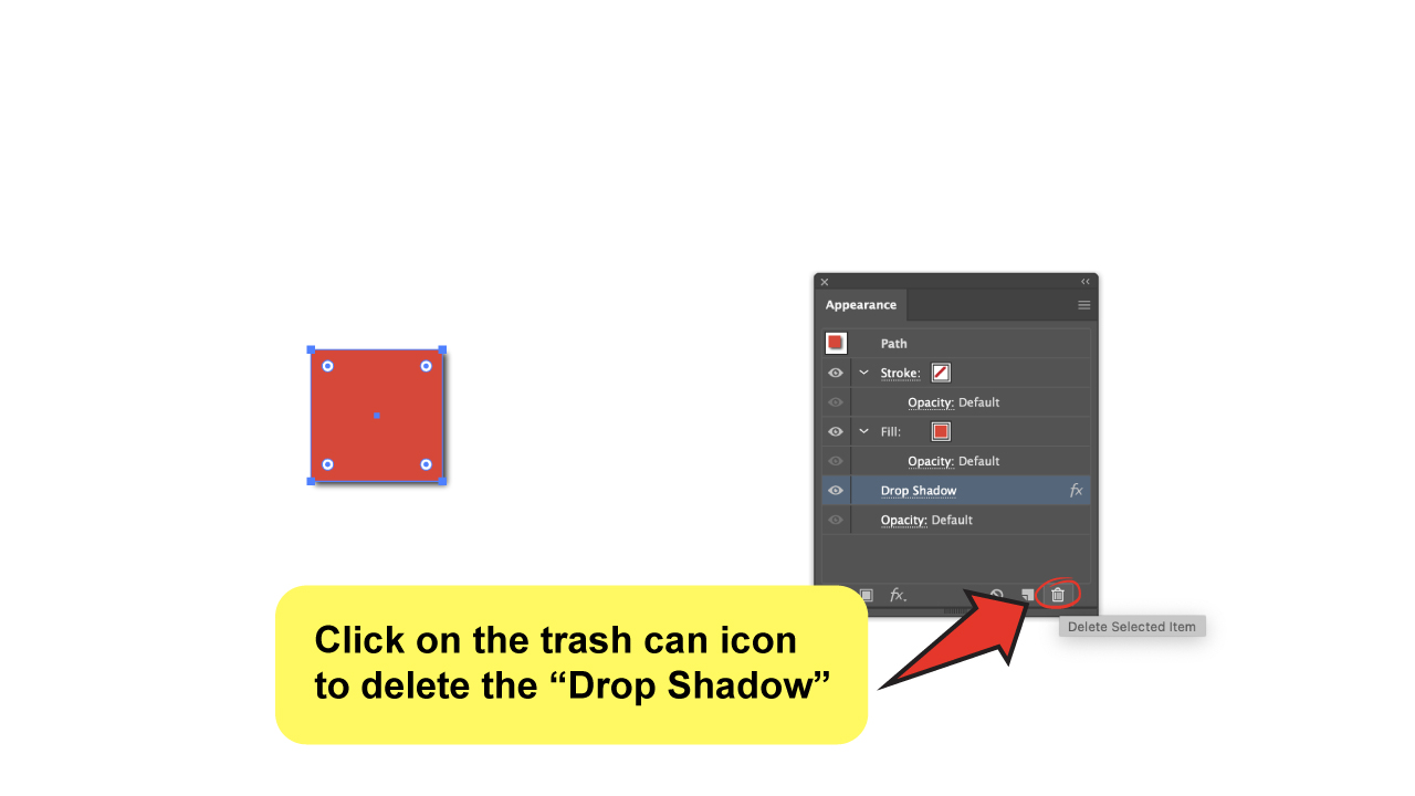 How to Remove a Drop Shadow in Illustrator Using The Appearance Panel Step 3 b