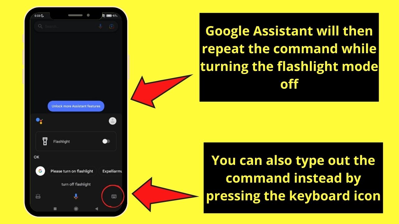 How to Turn Off Your Flashlight on Android by Telling Google Assistant Step 3