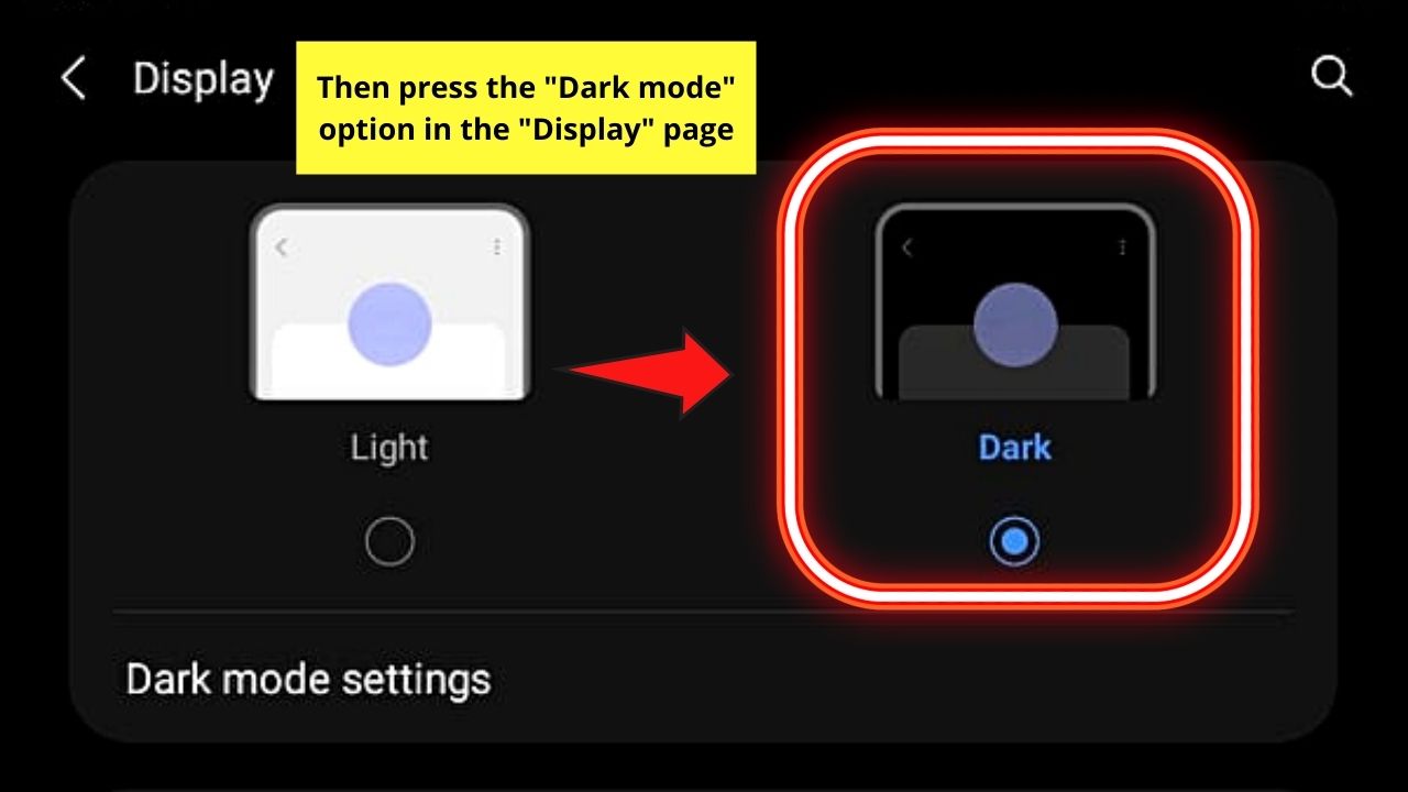 How to Turn On Dark Mode on Tiktok Android Using Android Device's Settings App Step 2