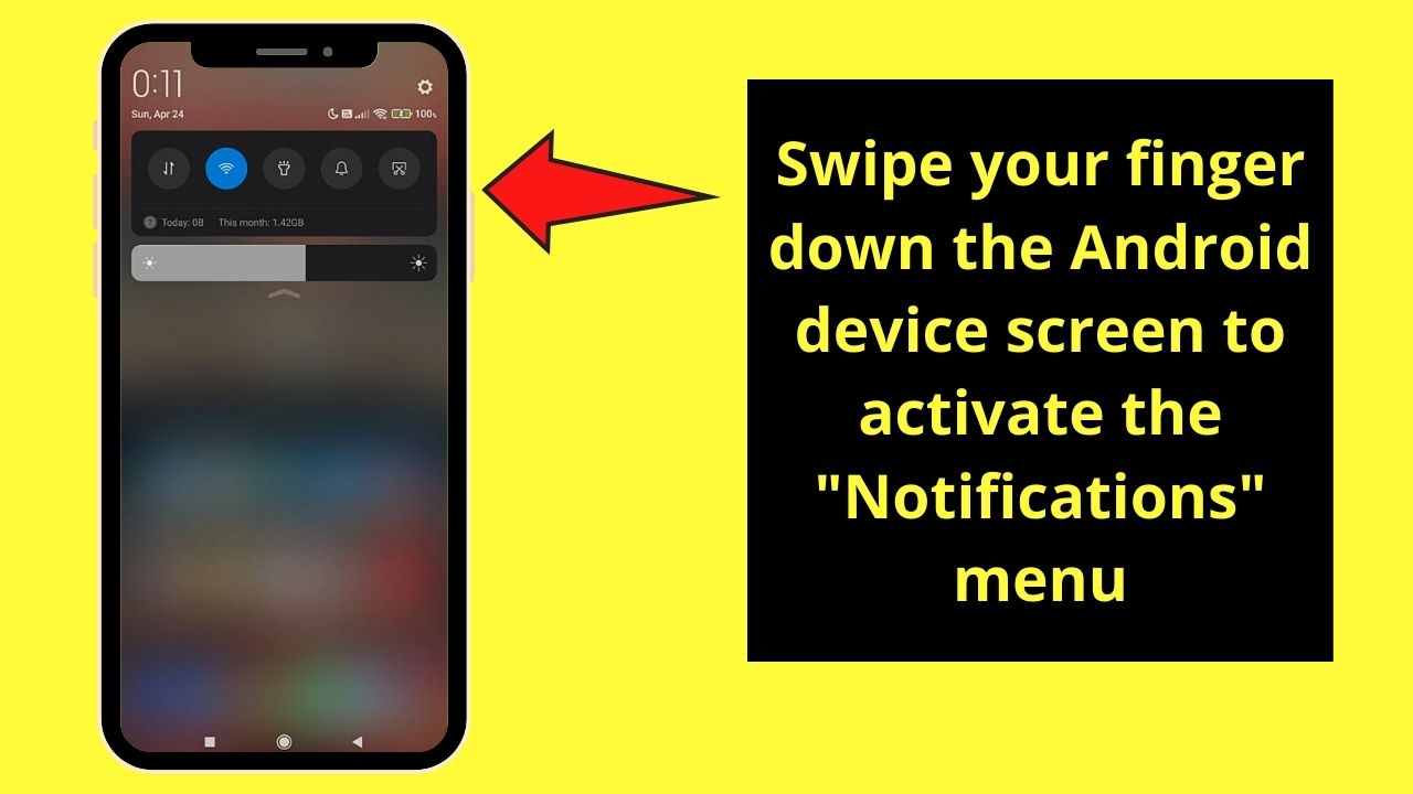 How to Turn On Your Flashlight on Android by Activating the Quick Toggle Menu Step 1