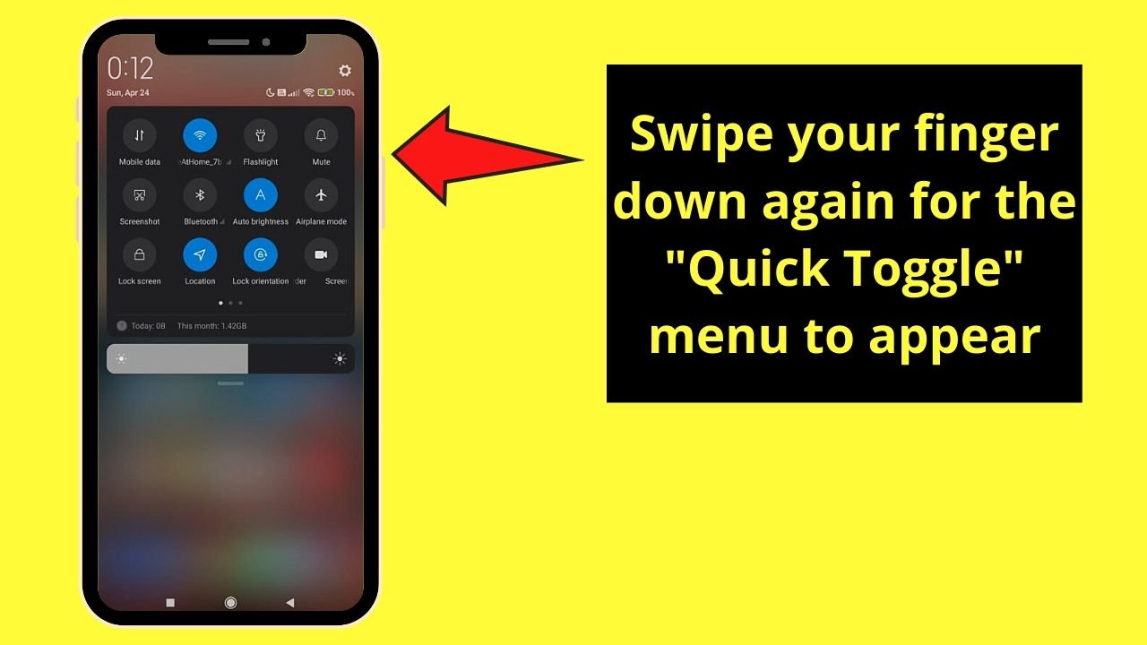 How to Turn On Your Flashlight on Android by Activating the Quick Toggle Menu Step 2