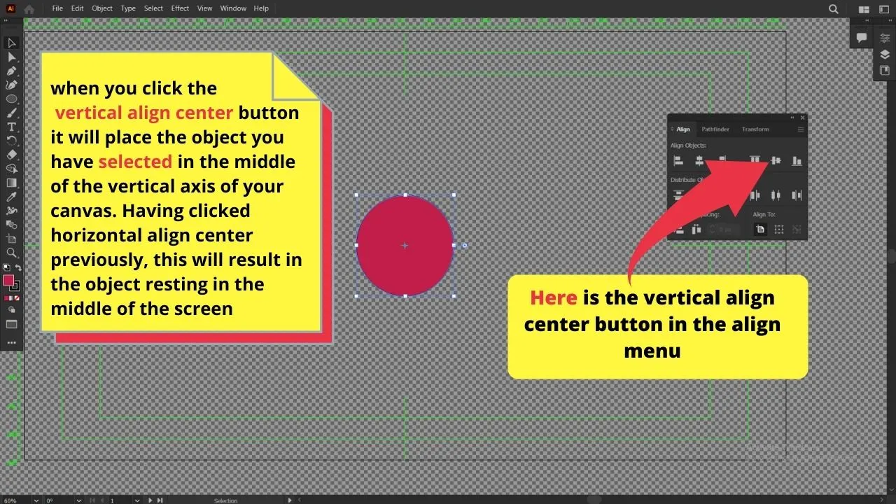 The Vertical Align Center Button in Illustrator