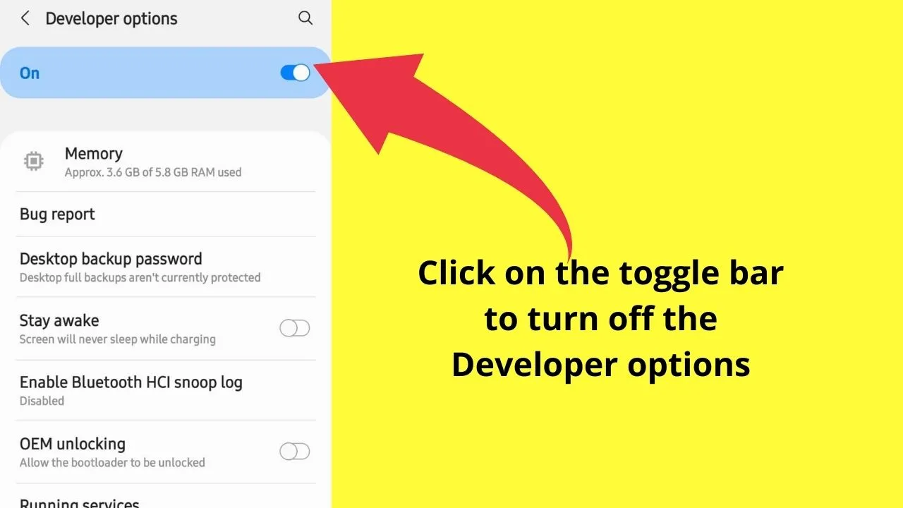 Disable Developer Mode using Toggle Bar Step 3