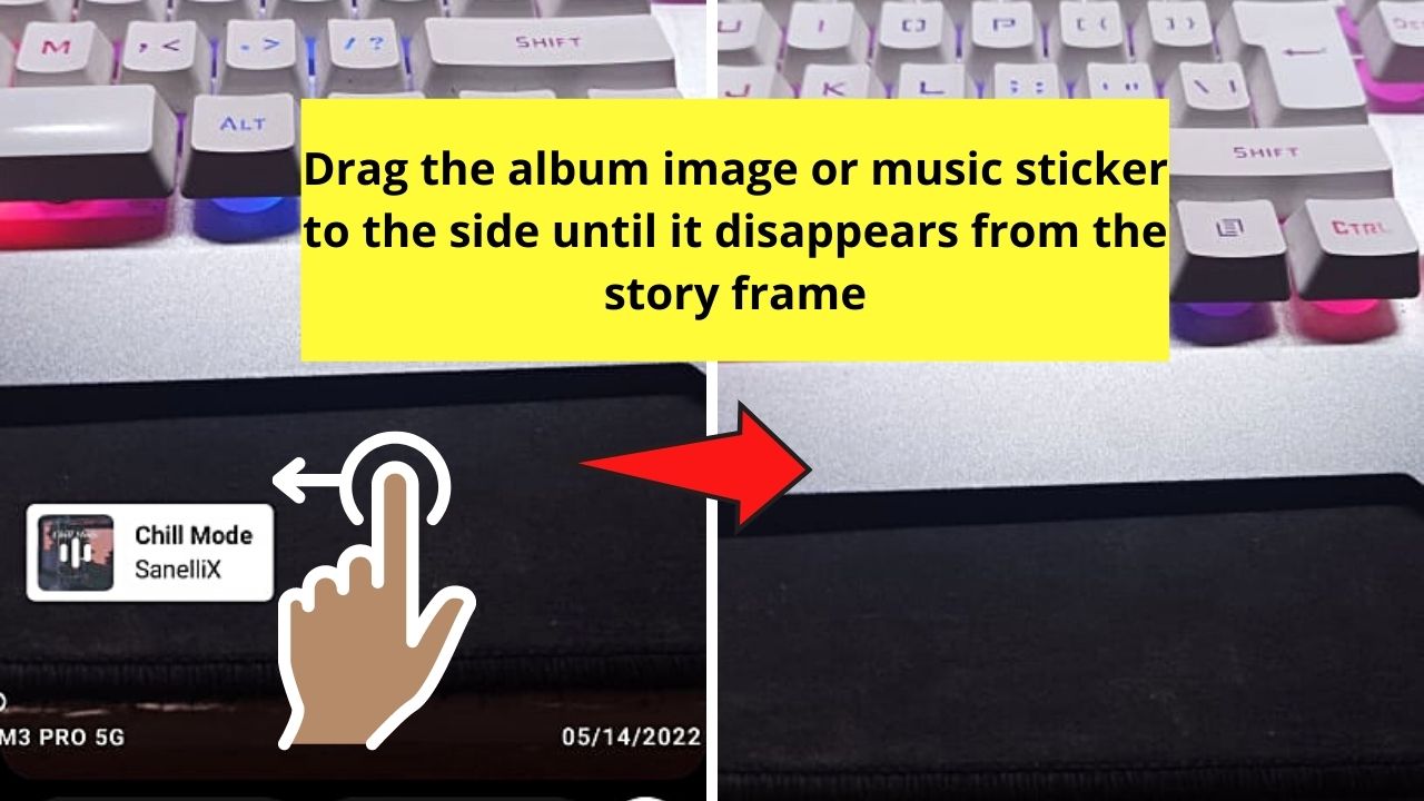 How to Add Music to Instagram Story Without Sticker by Dragging Music Sticker Out of the Story Frame Step 7
