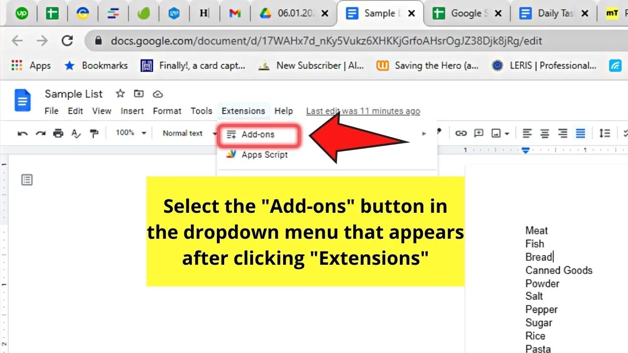 How to Alphabetize a List in Google Docs by Installing Sorted Paragraphs Add-on Step 2