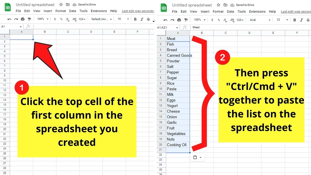 How to Alphabetize a List in Google Docs by Using Google Sheets Step 4