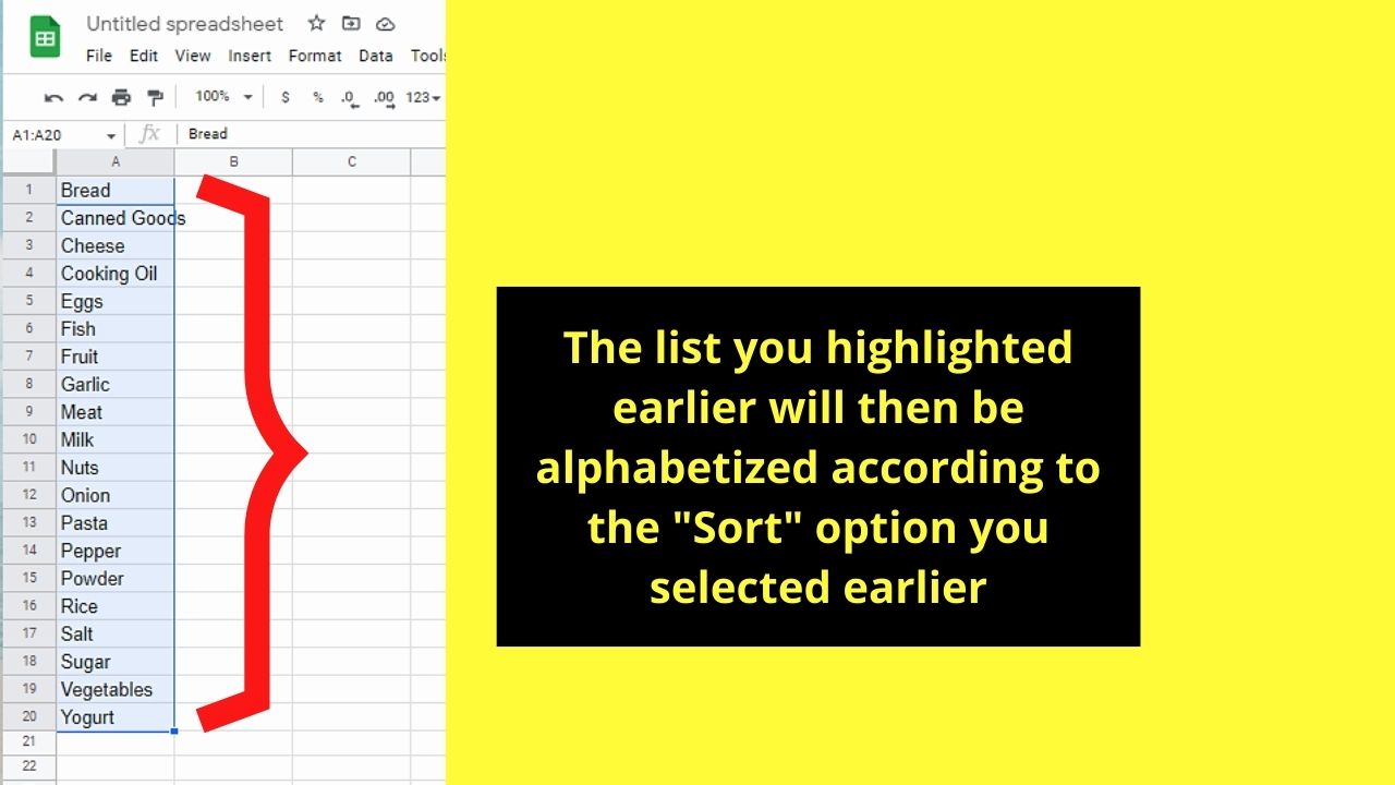 How to Alphabetize a List in Google Docs by Using Google Sheets Step 8How to Alphabetize a List in Google Docs by Using Google Sheets Step 8
